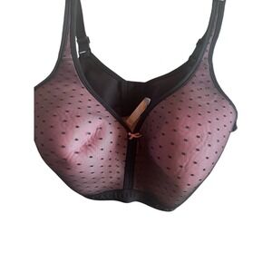 Cacique Black Pink Polka Dot Woman's Bra 42G Lightly Lined No Wire